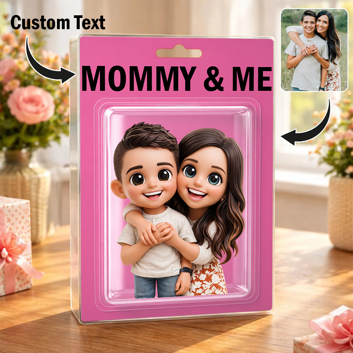 Custom Dad & Child Cartoon Figure Daddy & Me Acrylic Block