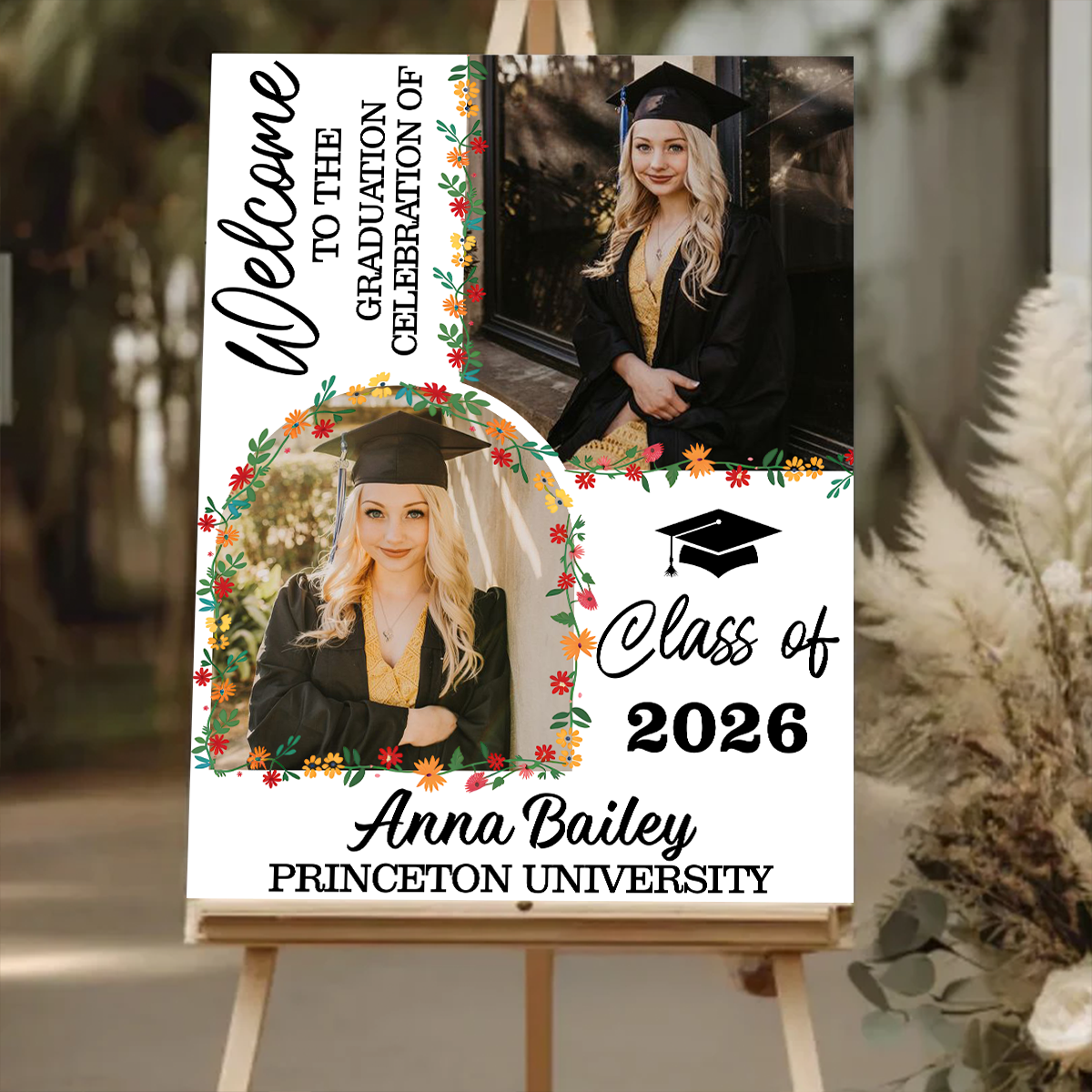 Floral Graduation Class Of 2026 - Graduation Welcome Sign Party Sign