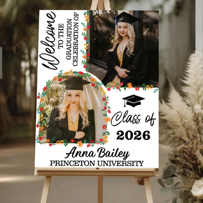Floral Graduation Class Of 2026 - Graduation Welcome Sign Party Sign