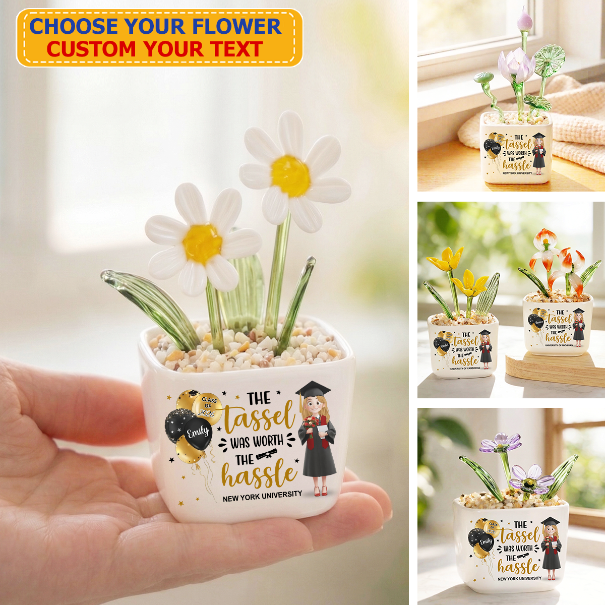 Graduation 2026 - Personalized Glass Everlasting Flowers