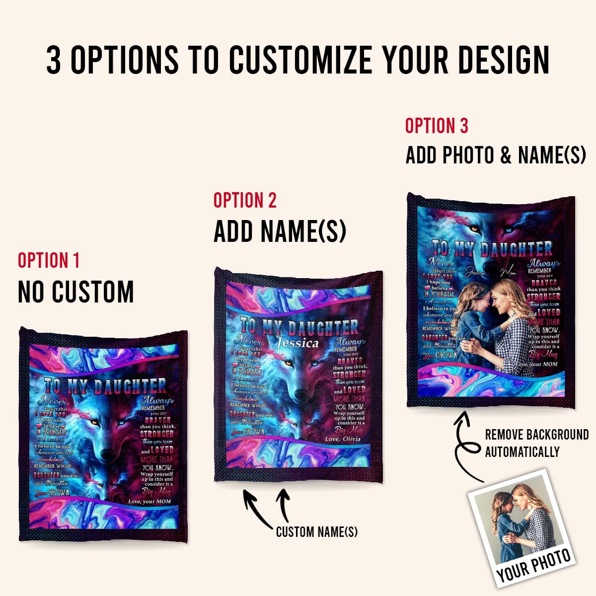 Personalized Throw Blankets With Picture - To My Daughter Remember Whose Daughter You Are - Mom To Daughter, Personalized Gift For Daughter 2_5f79c571-d3b9-4d0c-b95e-5cb5f28d1ecf.jpg