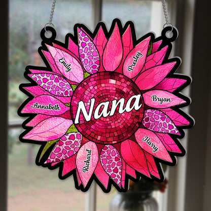 Personalized Sunflower Suncatcher Custom Grandma Name & Kids Names Gift