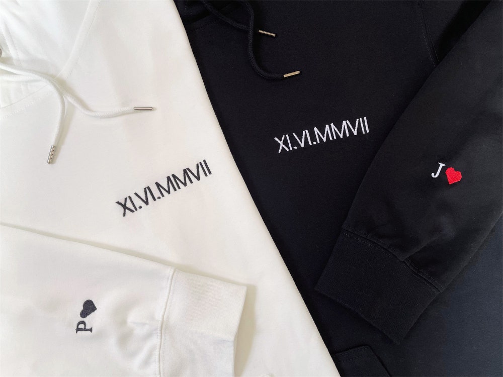 Personalized Roman Numeral Anniversary Hoodies, Custom Embroidered Date Hoodies, Wedding Crewneck Sweatshirt, Matching Couple Jumper Gift 2_61b46473-04da-4143-8006-b057e548874f.jpg