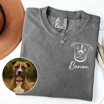 Custom Dog Portrait Comfort Colors Tshirt, Line art Dog Ears - Personalized Shirt