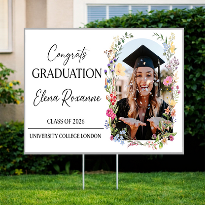 Floral Graduation Yard Sign - Class of 2026 Lawn Sign