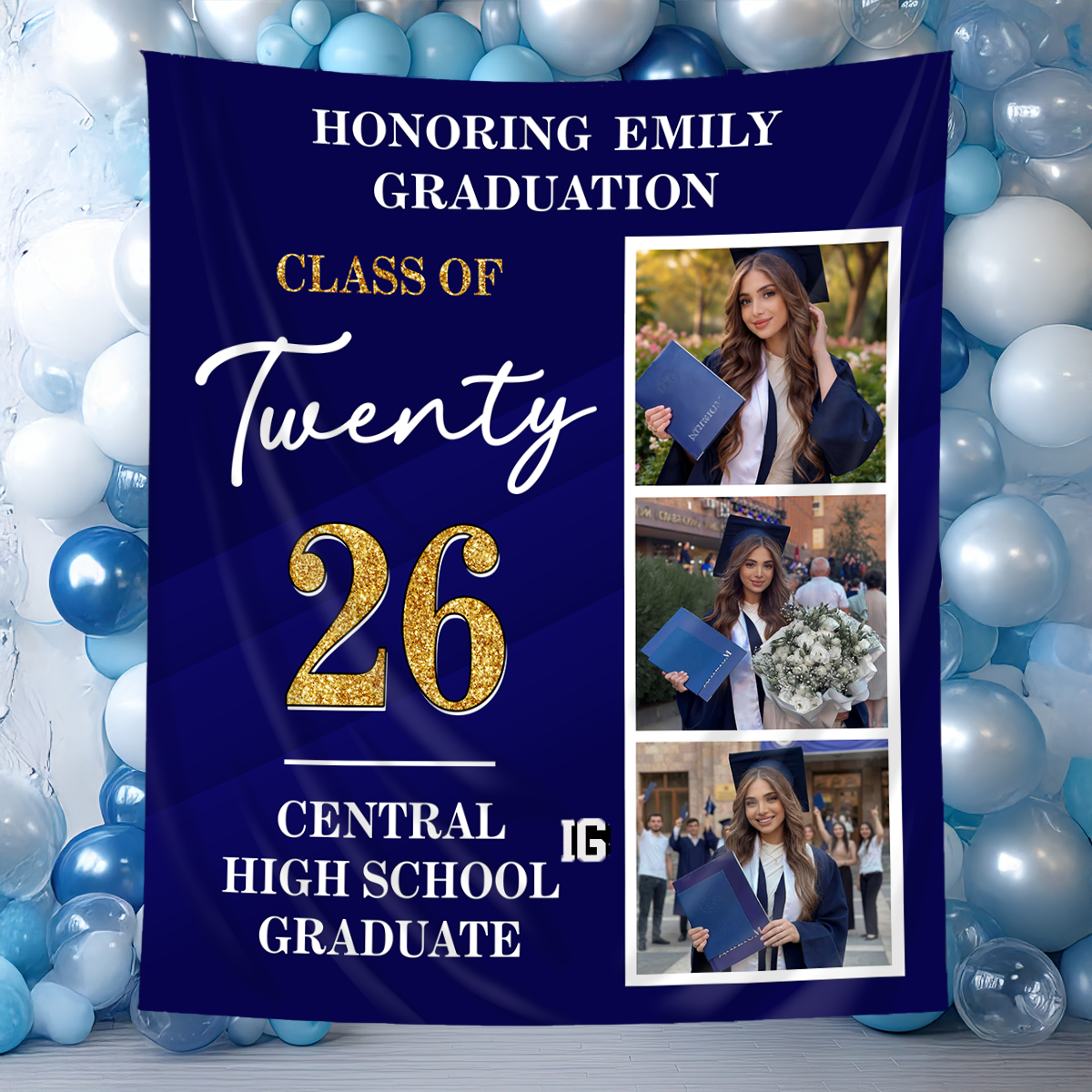 Twenty 26 Photo Personalized Graduation Backdrop