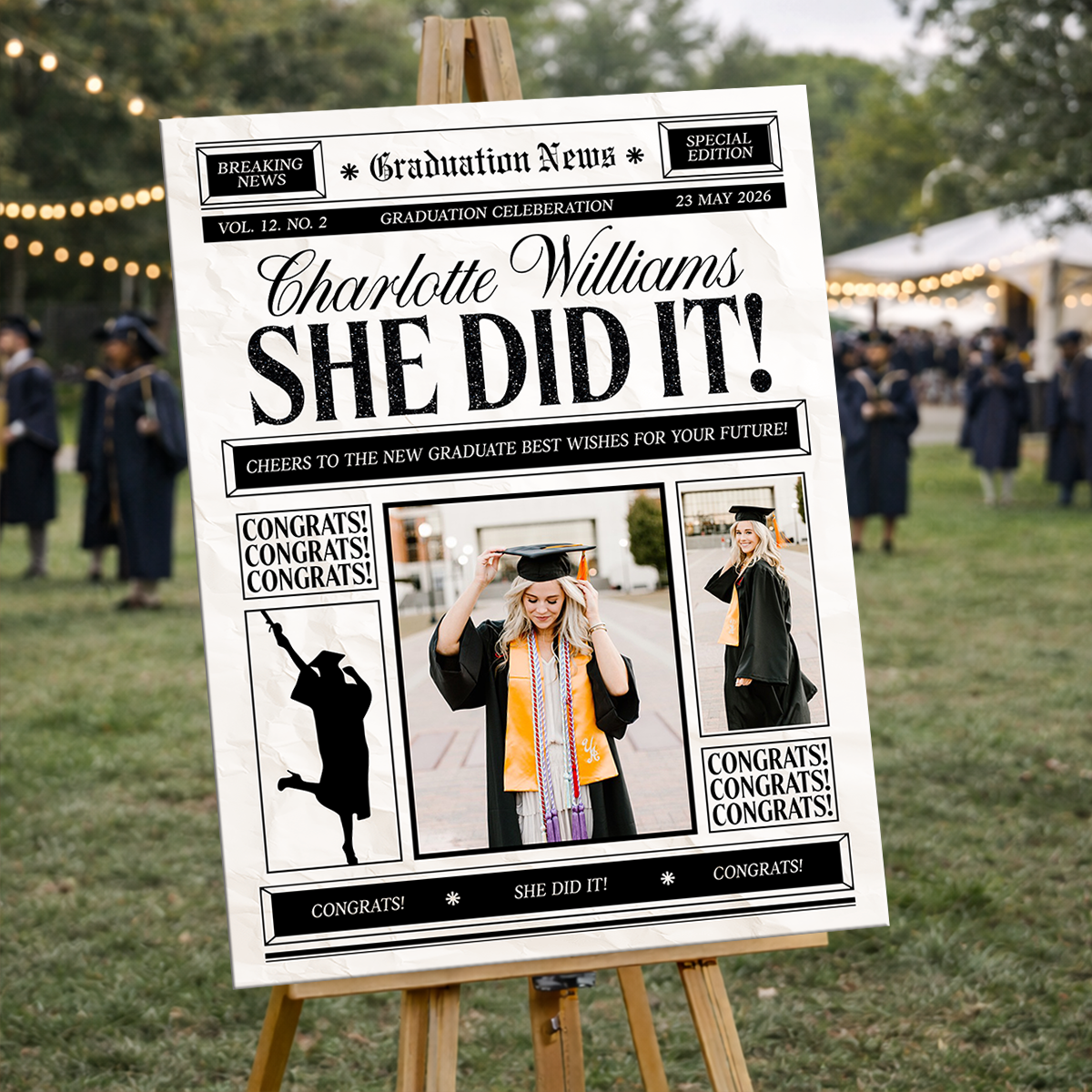 Graduation News Personalized Welcome Sign Party