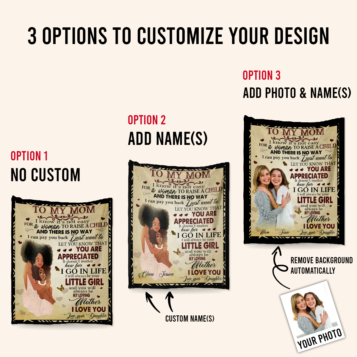 Custom Photo Quilt - To My Mom I Know It's Not Easy - Daughter To Mom, Mother's Day Gift For Mom 2_7.png