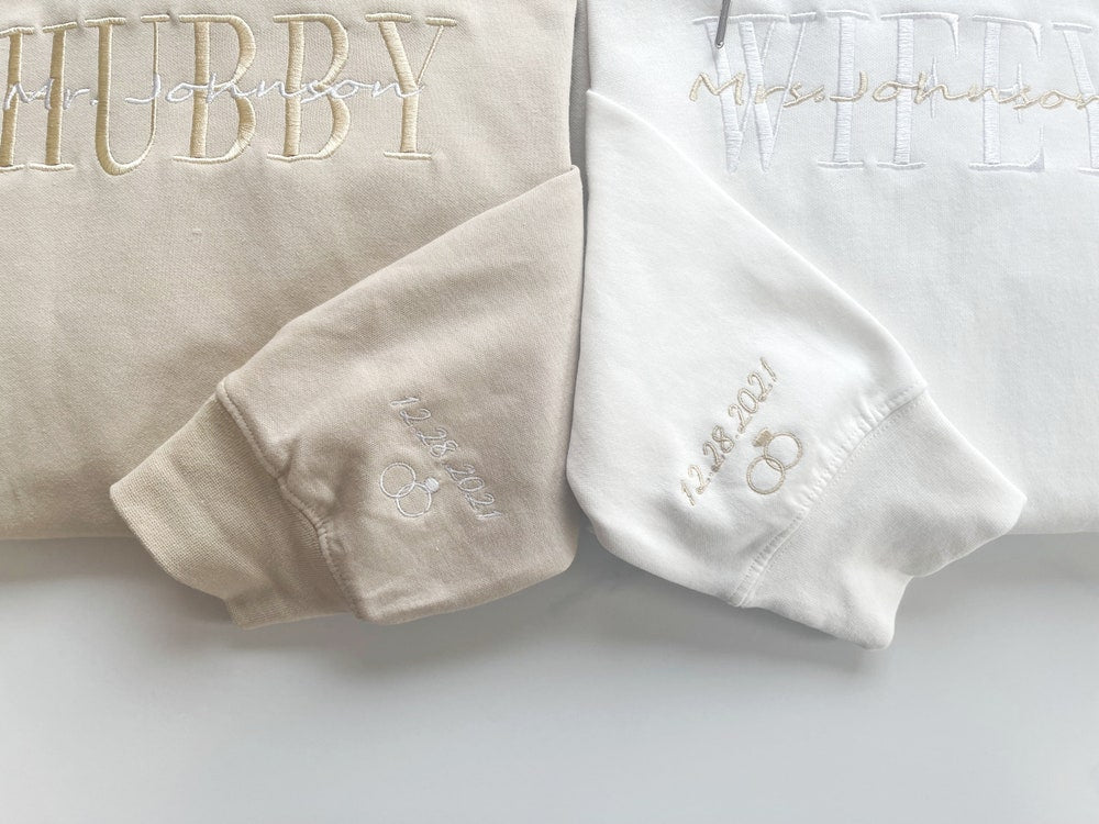 Personalized Embroidered Wifey Hubby Sweatshirt, Custom Last Name Bridal Crewneck, Gift For Couple Matching Hoodie 2_71e1f91a-1313-4330-be0d-be080929a74e.jpg