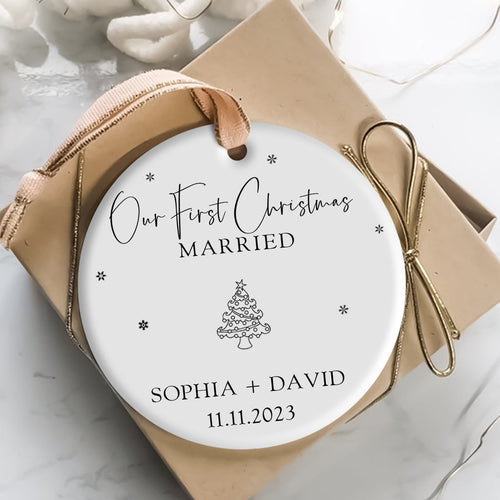 Christmas Tree First Christmas Married - Personalized Ornament - Christmas Gift 2_77060799-6587-4462-928e-59a2e0b28259.jpg