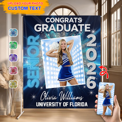 Grad Custom Photo Neon Personalized Graduation Backdrop