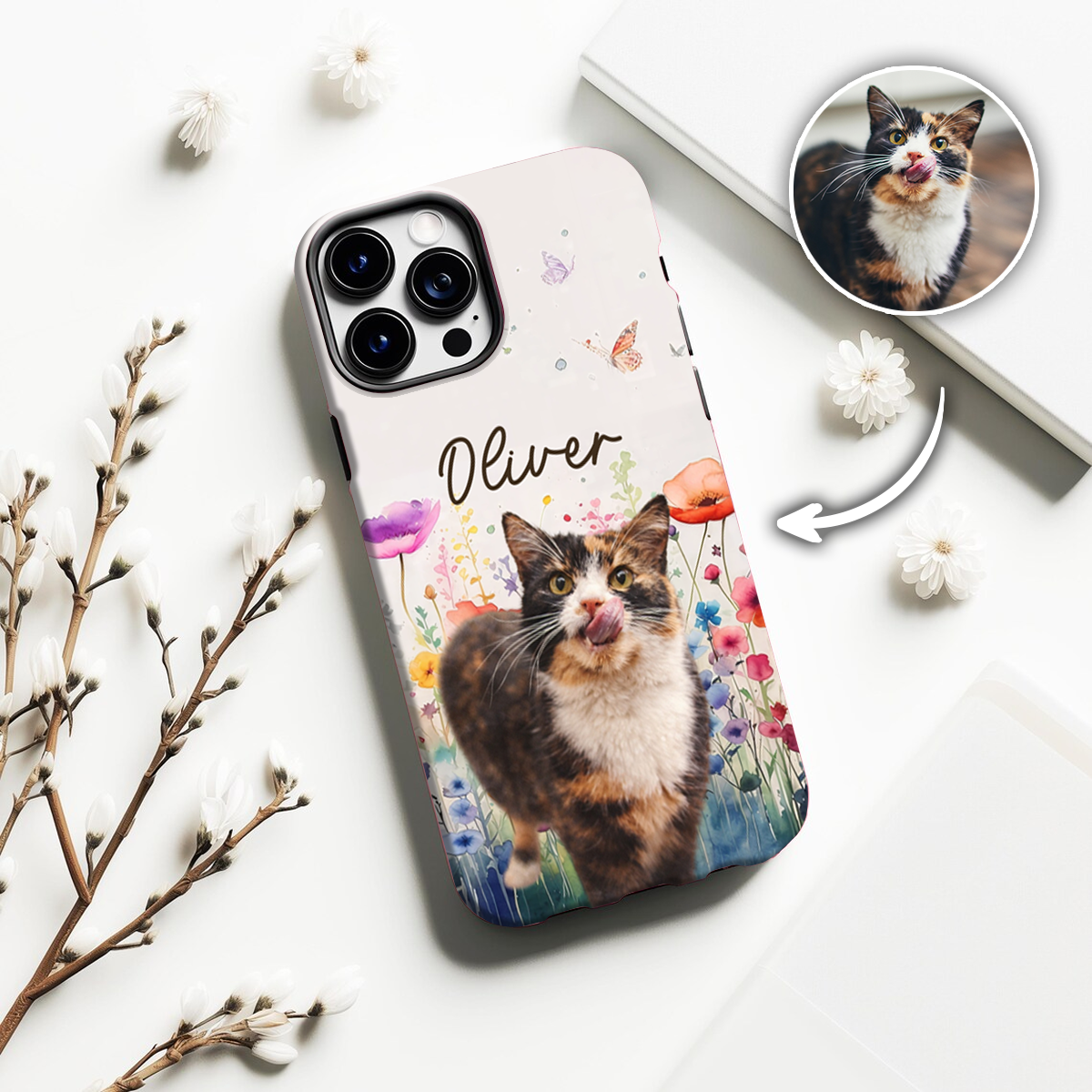 Upload Photo Watercolor Pet - Personalized Phone Case
