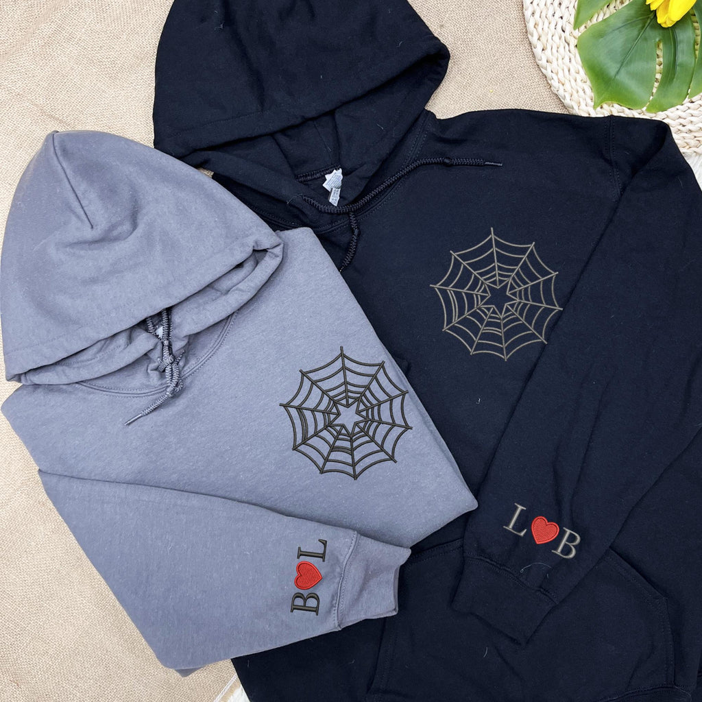 Spiderweb Embroidered Shirt, Spiderweb Star Couple Shirt, Roman Numeral Shirt Embroidered Couple Matching Shirt, Matching Couple Shirt 2_79062292-4826-487f-bcc3-c4f3e54d513c.jpg