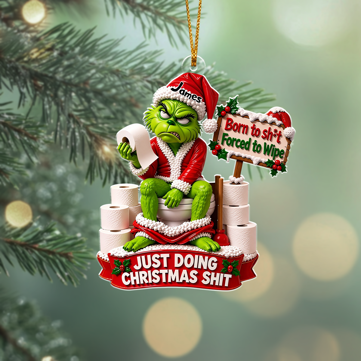 Christmas Decor, Green Monster - Personalized Stole Christmas Acrylic Ornament