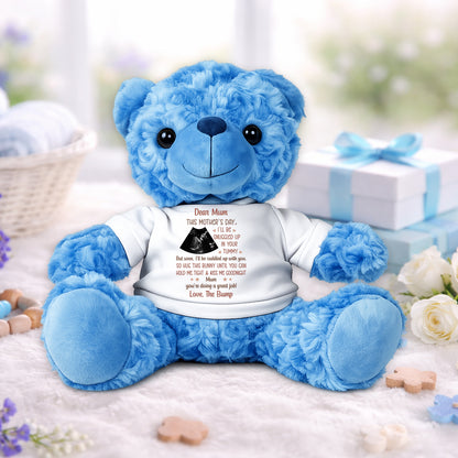 Custom Photo This Mother's Day I'll Be Snuggled Up In Your Tummy - Personalized Soft Teddy Bear