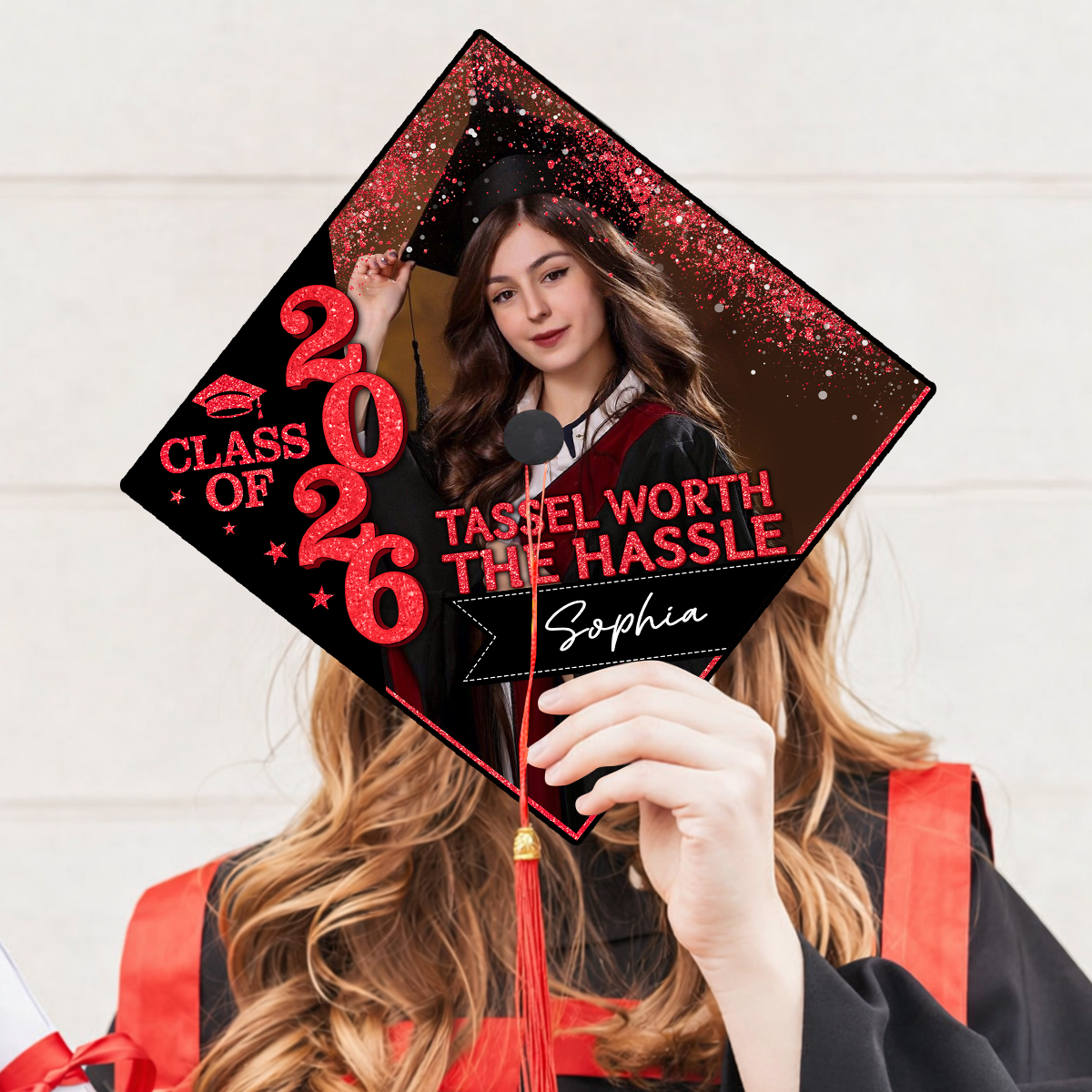 Class Of 2026 - Photo Graduation Cap Topper, Decorations For Grad Cap