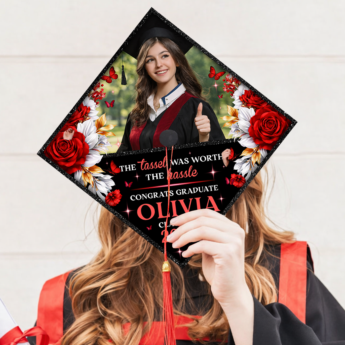Floral Graduation Cap Topper - Decorations For Grad Cap