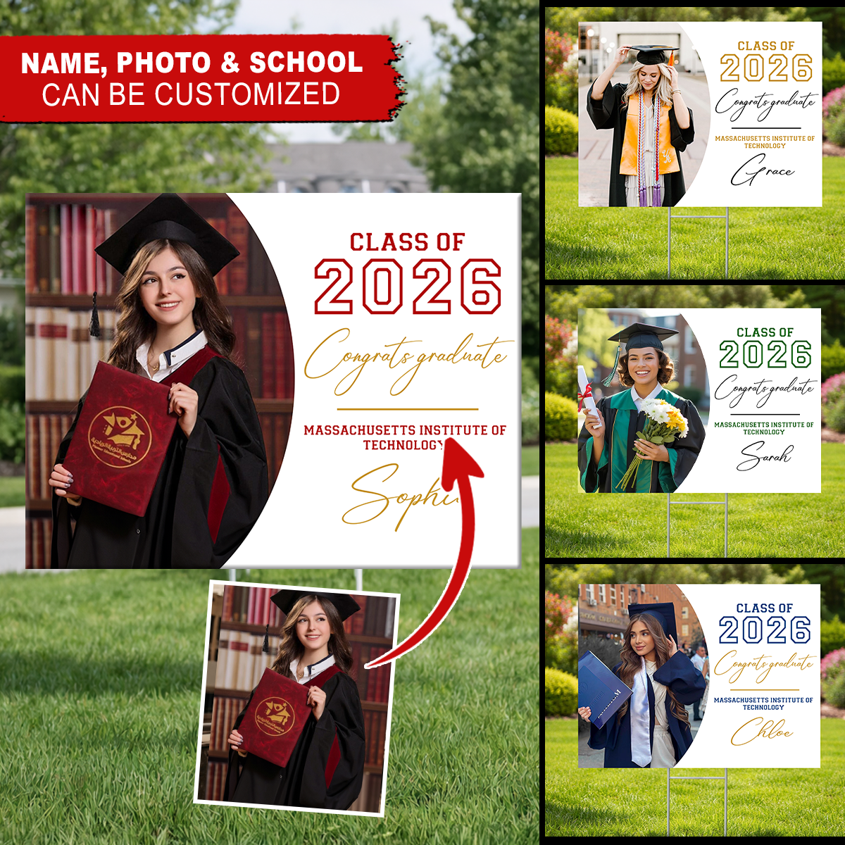 Custom Photo Graduation - Class of 2026 Lawn Sign