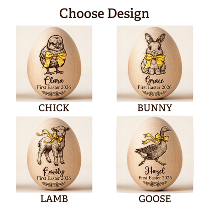 Custom Engraved Easter Egg with Name & Date - Wooden Easter Eggs