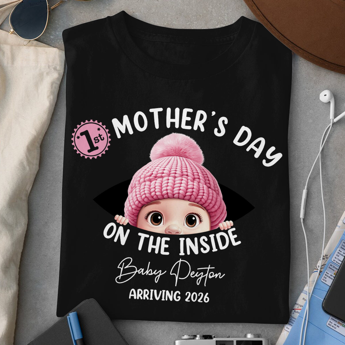 Baby First Year On The Inside With Mom - Personalized T Shirt