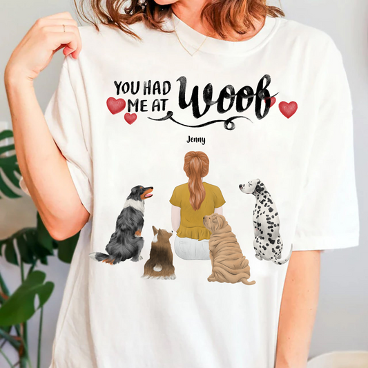 You Had Me At Woof Girl And Dog Personalized T Shirt Custom Tee For Dog Lovers Dog Mom Lovely Gift For Pet Lovers 2_8da35aa7-0ed7-4053-878a-bc24c5227af0.png