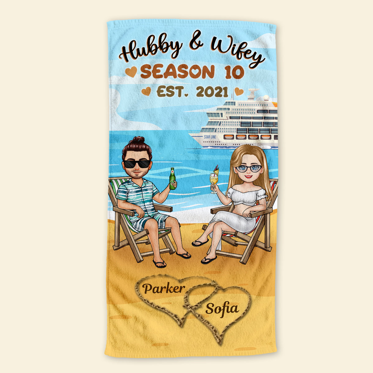 Hubby & Wifey - Personalized Beach Towel - Gift For Couple, Beach, Summer Vacation 2_918f4c45-c70f-4cee-bc03-2604d5030bc5.jpg