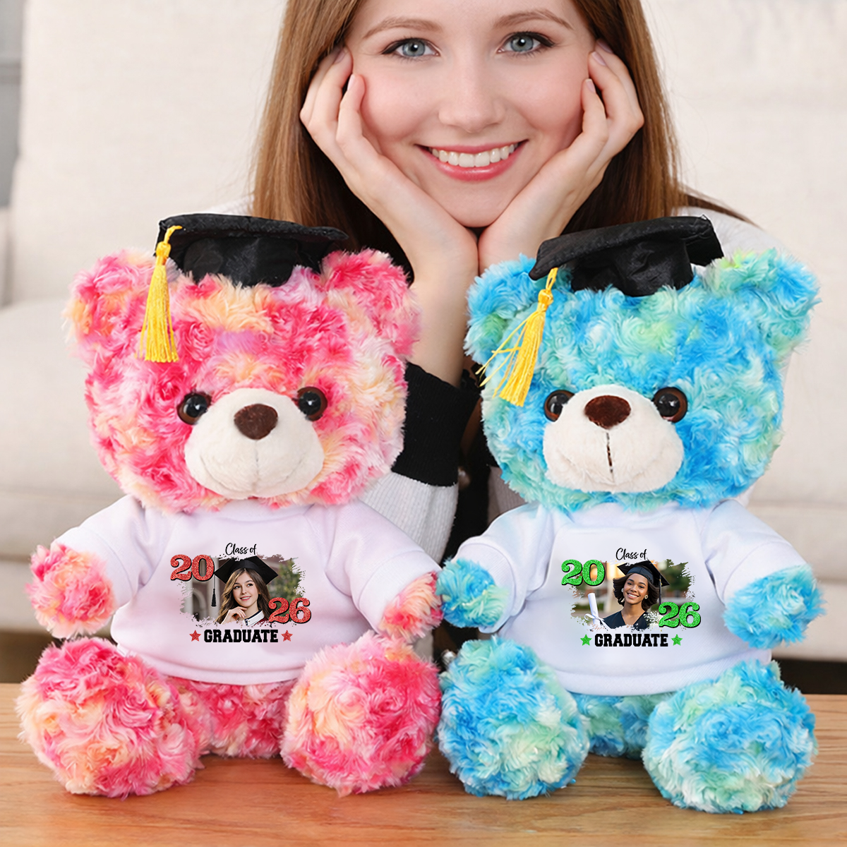 Personalized Graduation Teddy Bear Class Of 2026 Glitter