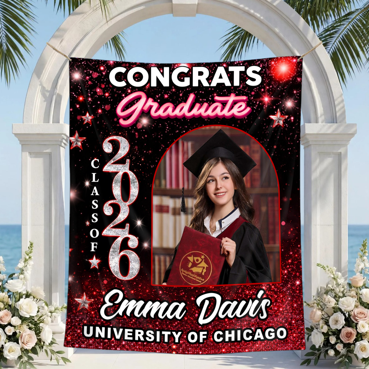 Grad Party Photo Shine Personalized Graduation Backdrop