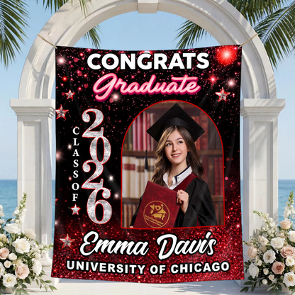Grad Party Photo Shine Personalized Graduation Backdrop