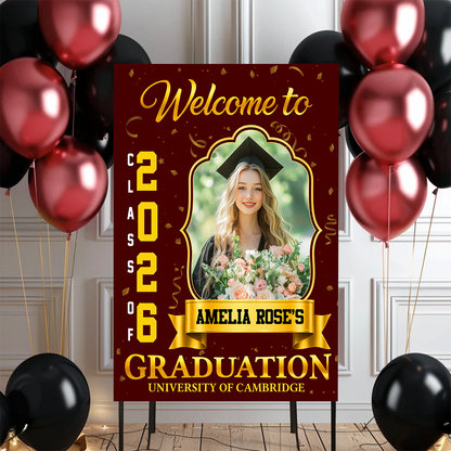 Class Of 2026 Gold Graduation Personalized Welcome Sign