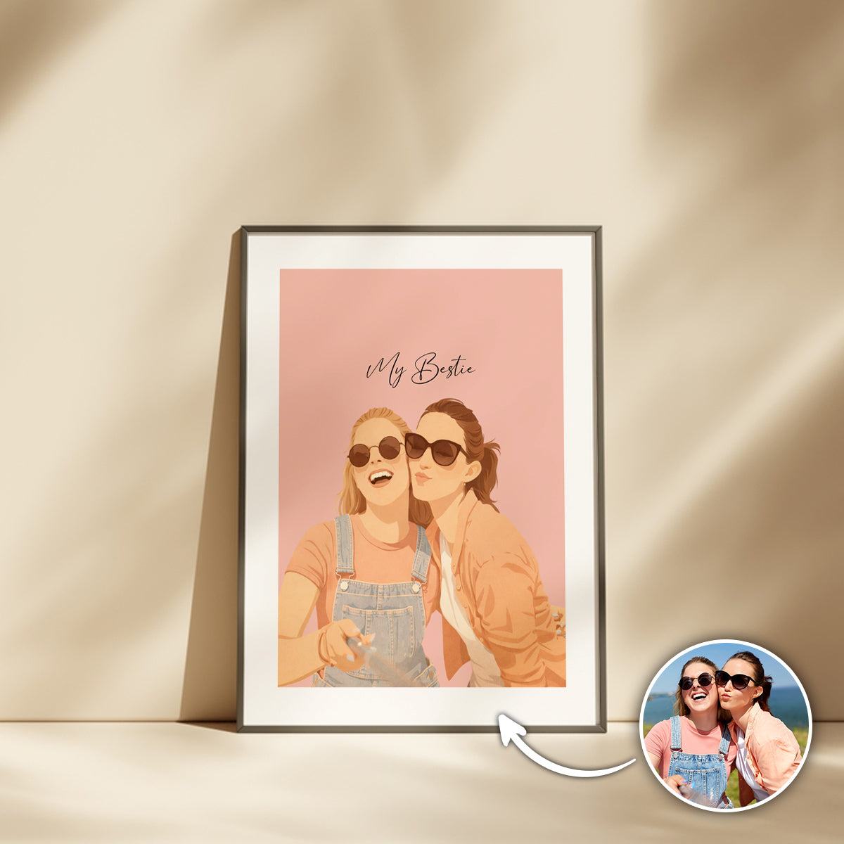 Custom Portrait Cartoon Illustration - Personalized Poster for Mom, Her
