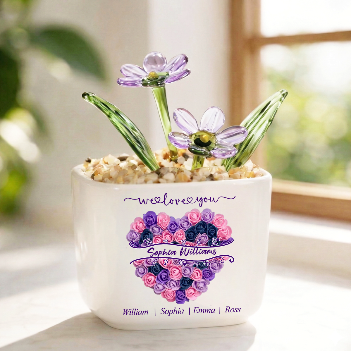 We Love You - Personalized Glass Everlasting Flowers
