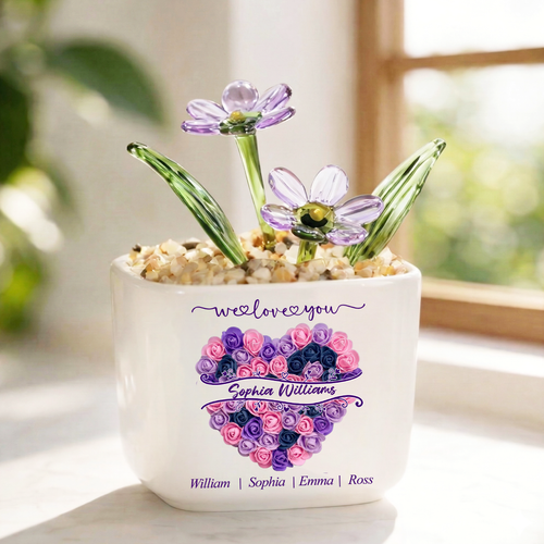 We Love You - Personalized Glass Everlasting Flowers