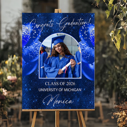 Custom Class Of 2026 Disco - Graduation Party Welcome Sign Custom Photo Party Sign