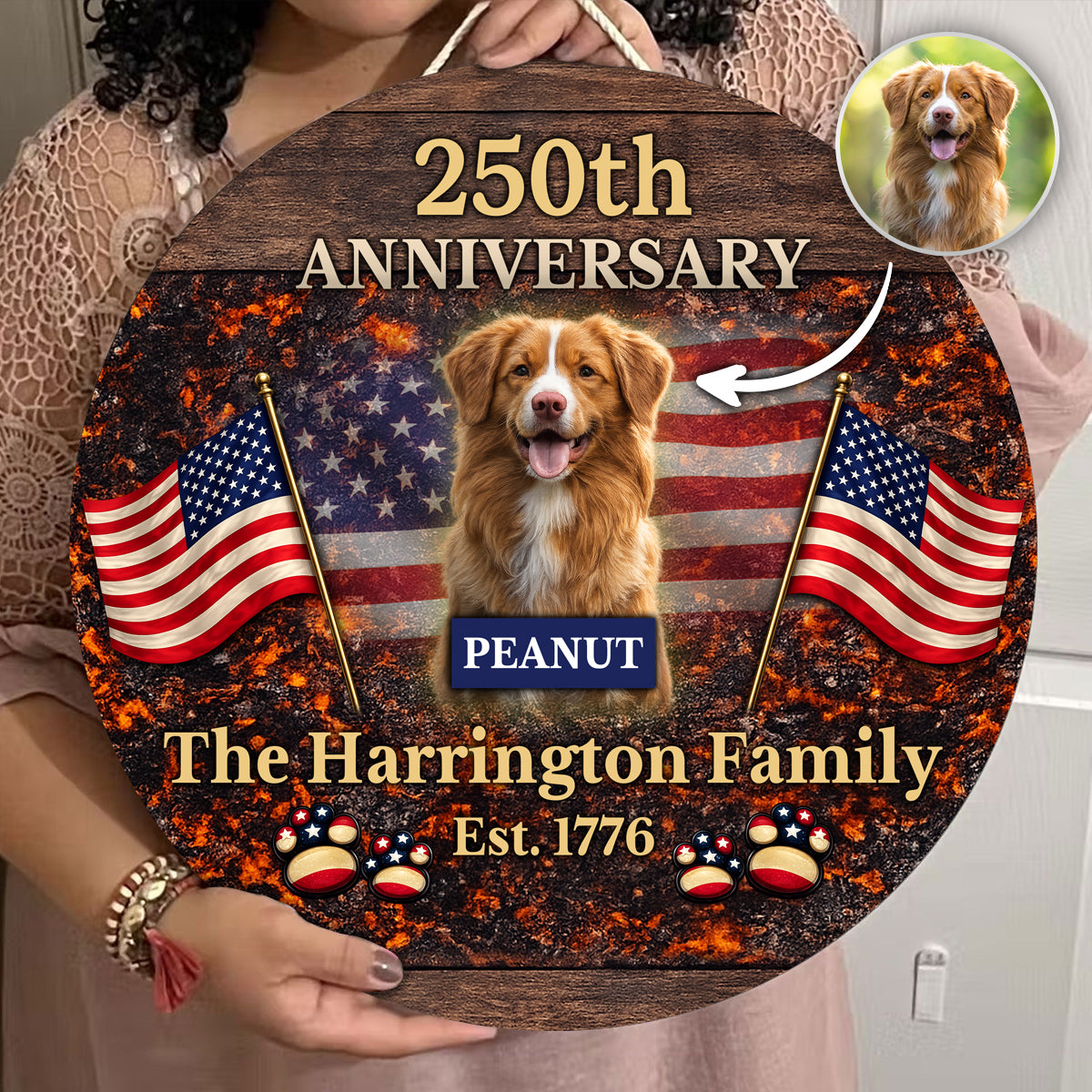 Personalized 250th Anniversary Dog Family Sign Personalized Wooden Sign