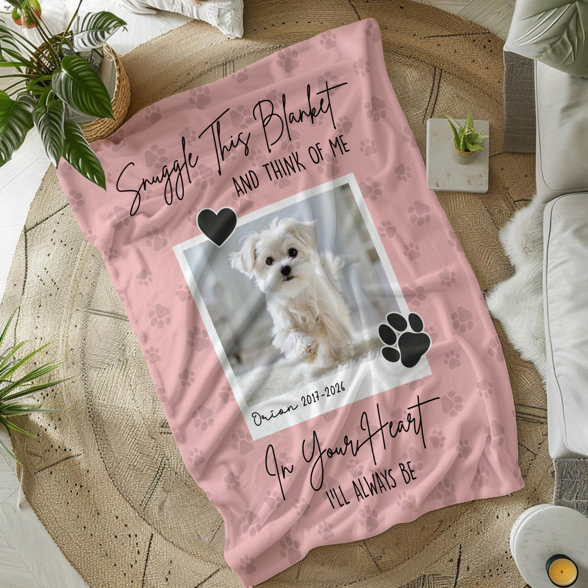 Snuggle This Blanket and Think of Me - Personalized Memorial Blanket