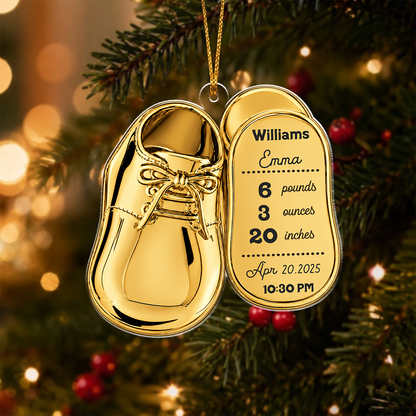 Baby Shoes Acrylic Ornament - Personalized Newborn Gifts