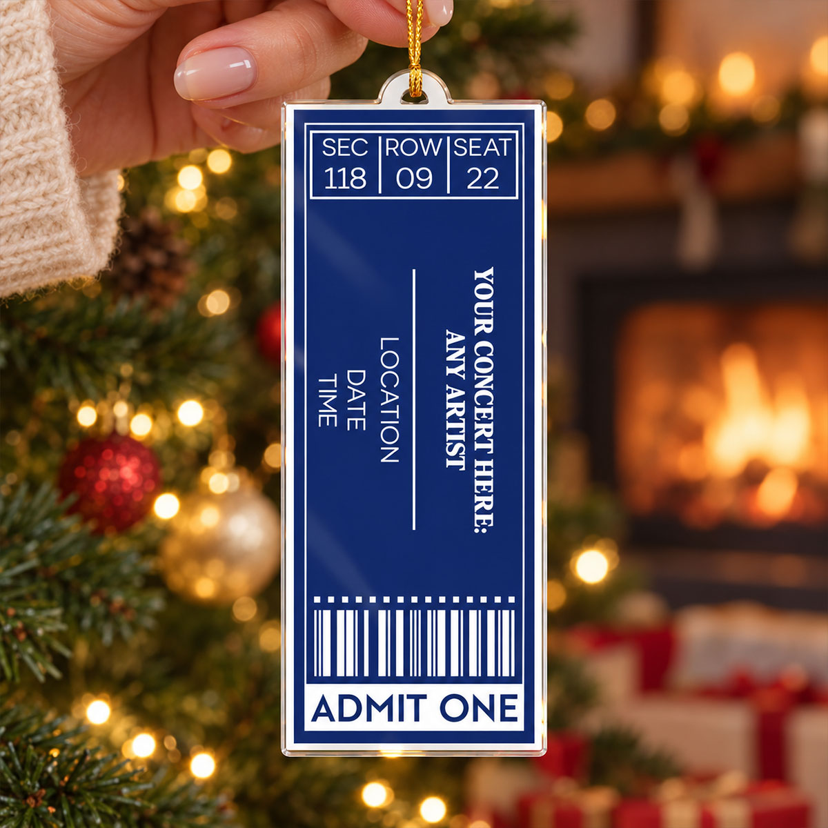 Favorite Concert Ticket Music Lovers Gifts, For Daughters, Friends - Personalized Acrylic Ornament