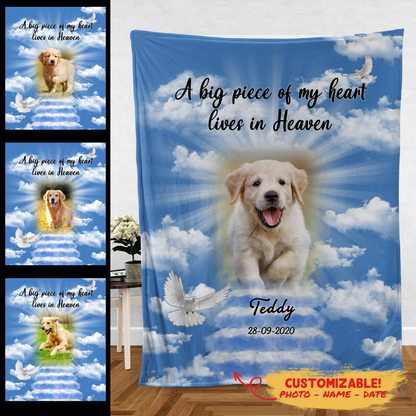 Dog Memorial Blanket - A Piece Of My Heart Lives In Heaven - Memorial Dog Gift 2_ae4d8670-c945-4a66-ae95-edd057122f54.png