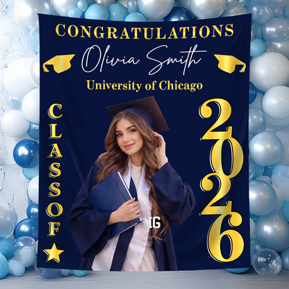 Class Of 2026 Photo Personalized Graduation Backdrop
