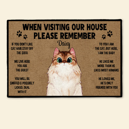 Remember When Visiting Cats House - Personalized Doormat - Gift For Cat Mom 2_b3003cff-439f-490d-bfe9-fae541ae0945.jpg