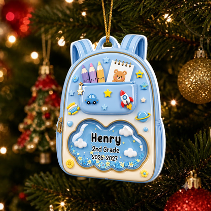 School Year Backpack Ornament - Real 3D Raised Ornament