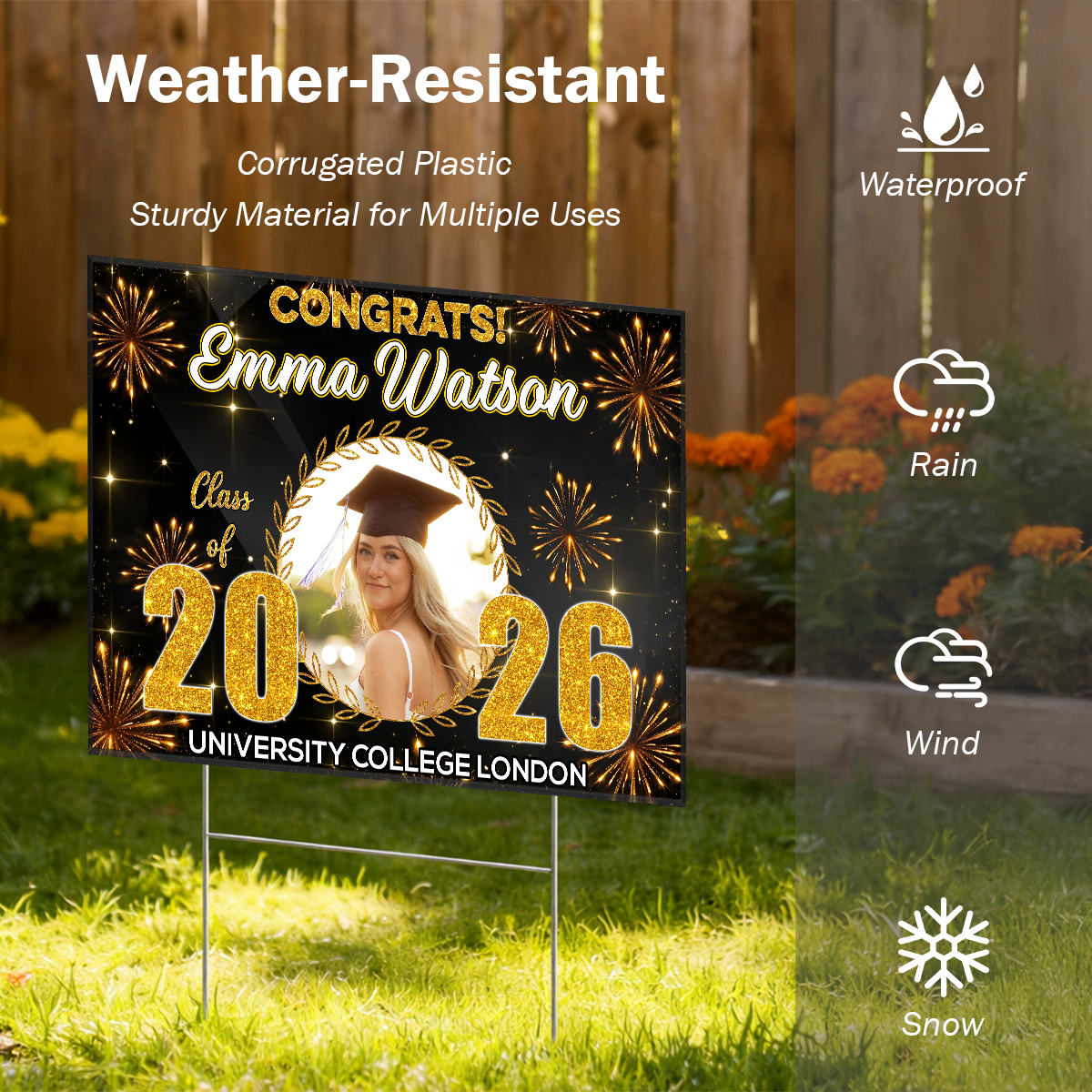 Firework Graduation Yard Sign - Class of 2026 Lawn Sign
