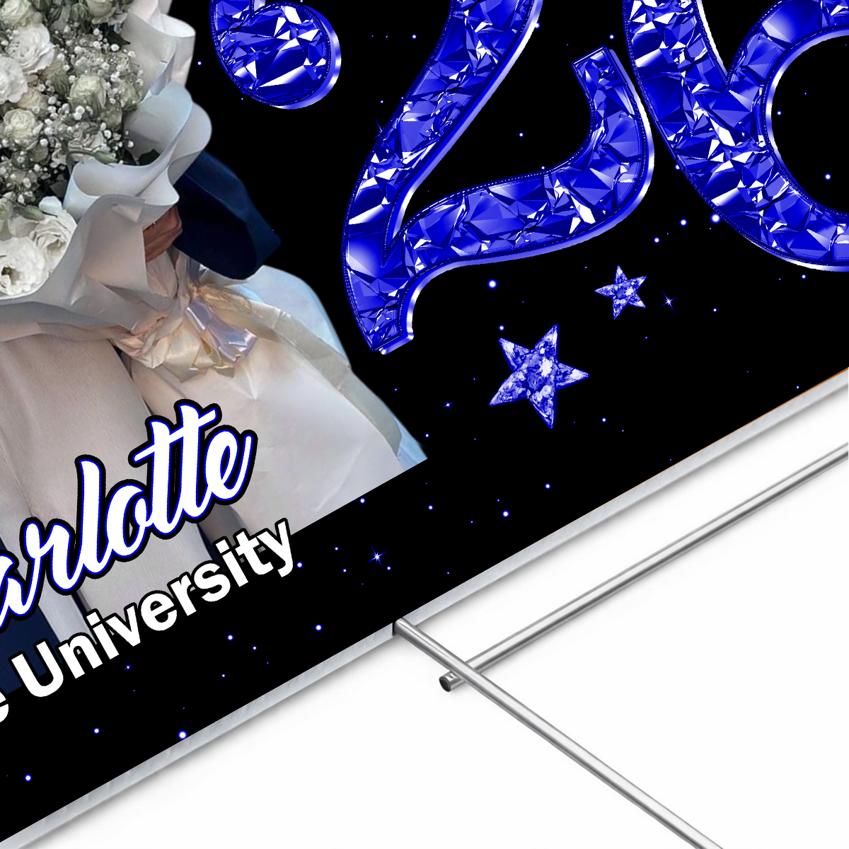 Class Of 2026 Glitter Graduation Photo Yard Sign - Personalized Lawn Sign