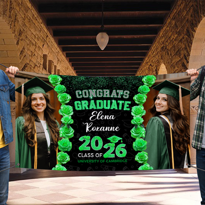 Congratulations Rose Photo Banner, Class of 2026 Banner
