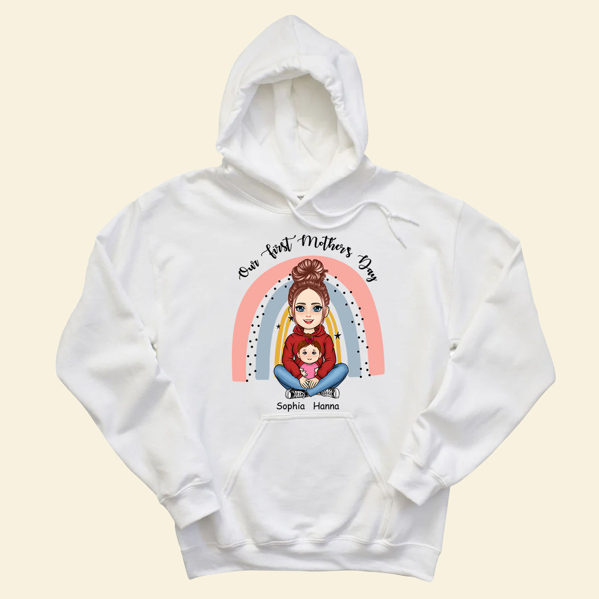 Our First Mother's Day Rainbow - Personalized Apparel - Gift For New Mom, Expecting Mom, 1st Mother's Day 2_c66853b5-1a1b-4acd-bed9-a5d70cc46734.jpg