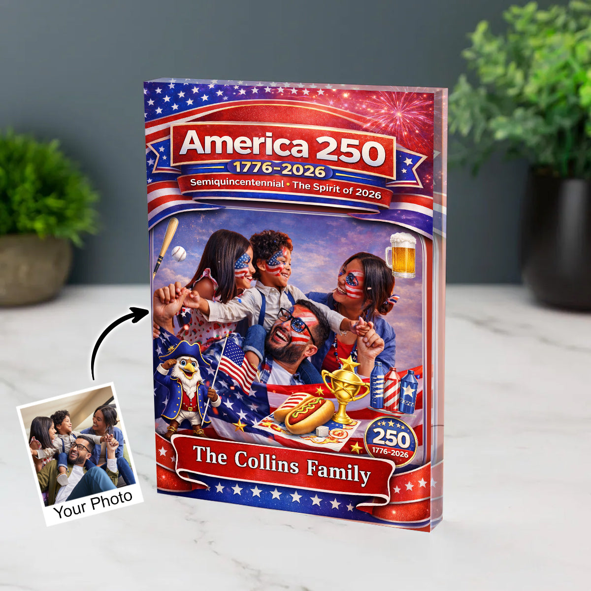 250th America Anniversary - Upload Photo Acrylic Block Keepsake