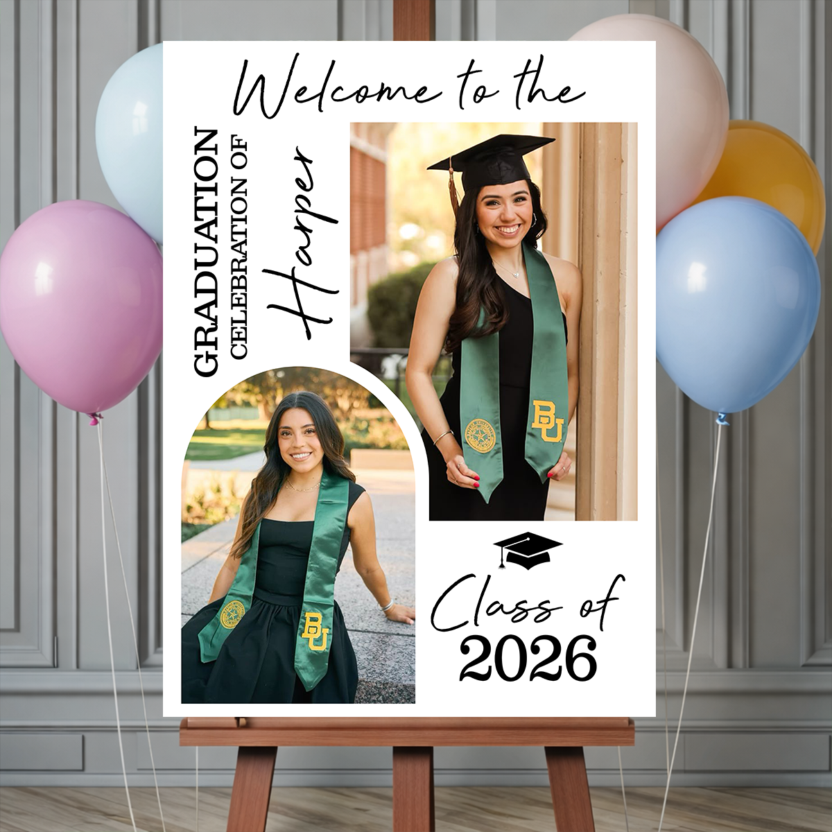 Custom Photo Class Of 2026 Basic - Graduation Welcome Sign Custom Photo Party Sign