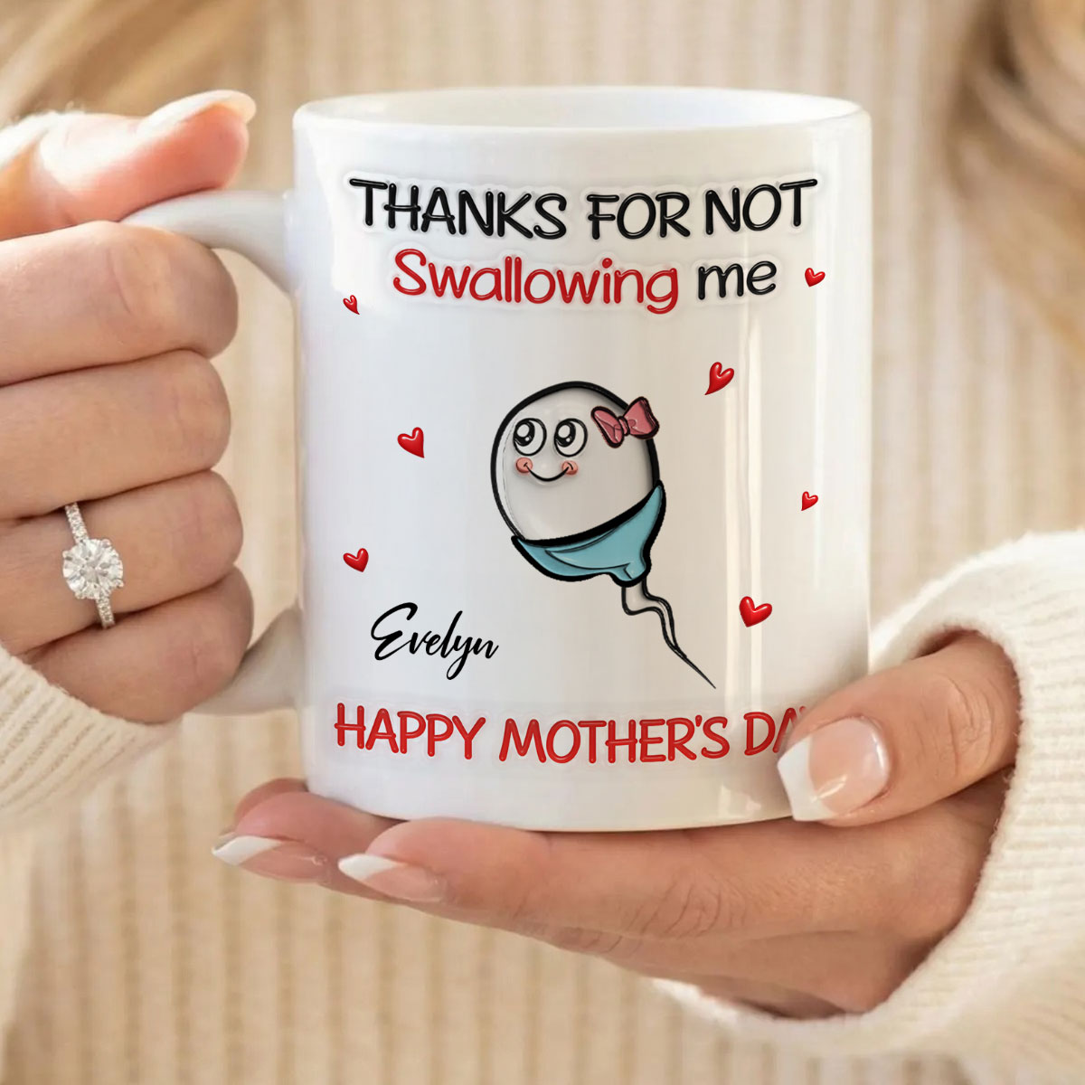 Thanks For Not Swallowing - Personalized Custom 3D Inflated Effect Mug