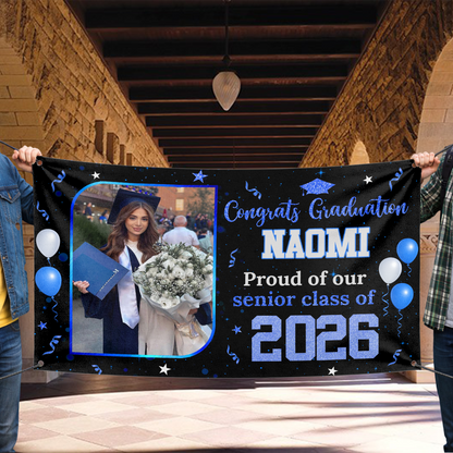 Personalized Graduation Banner, Graduation Party Decorations - Congratulations Photo Banner, Class of 2026 Banner